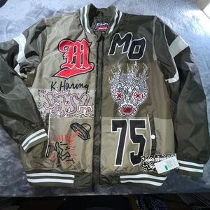 Keith Haring Members Only Windbreaker jacket Men’s Large. Olive with graphics